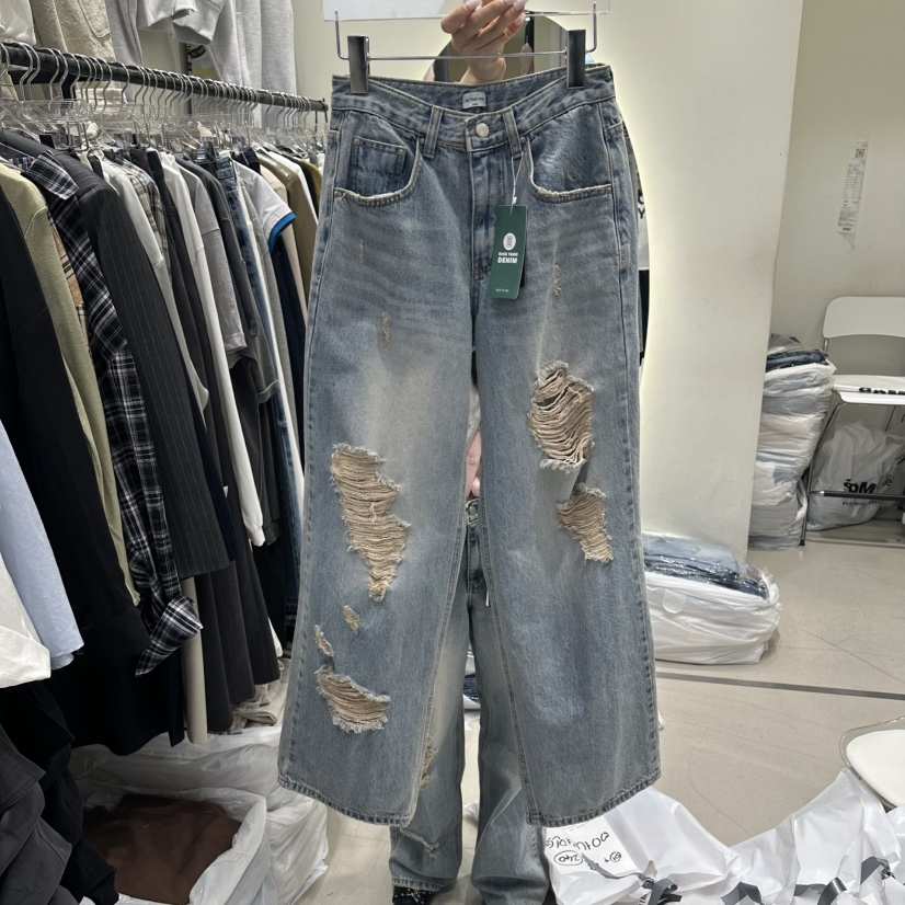 AT THE END韓國代購女士新款26春夏推薦時尚牛仔褲復古AT THE END牛仔褲