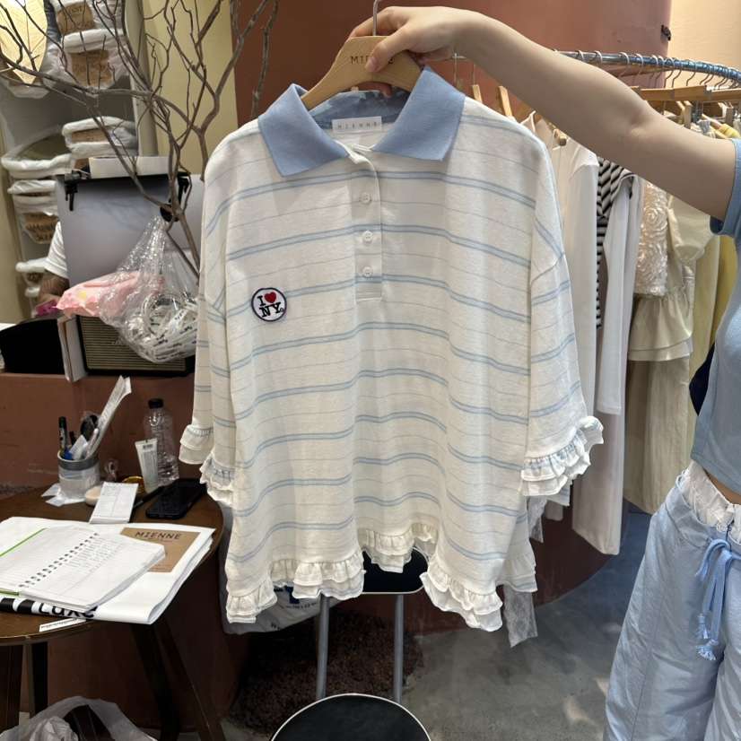 MIENNE韓國東大門代購女士新款熱賣26春夏推薦職業T恤條紋MIENNET恤