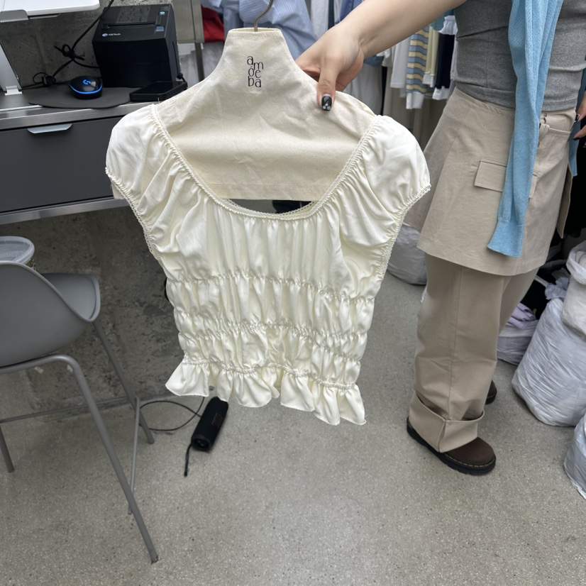 AMOEBA韓國直郵女士新款熱賣職業26春夏推薦吊帶背心褶皺AMOEBA吊帶/背心