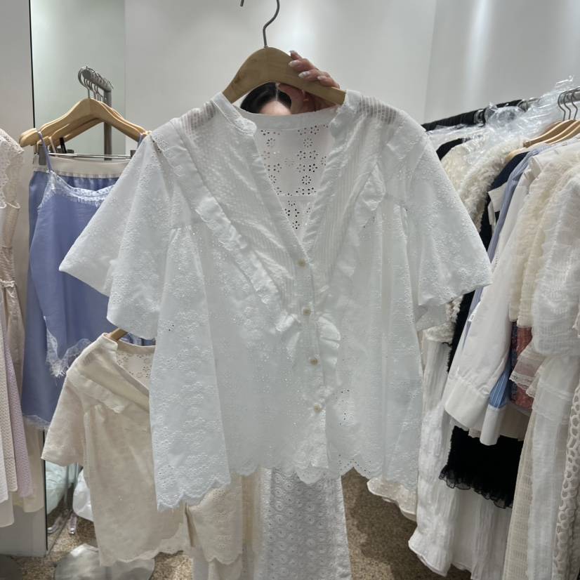 A韓國東大門代購女裝新品26春夏休閑推薦職業時尚襯衫蕾絲衫A STORE襯衫/蕾絲衫