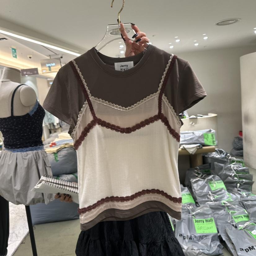 JERRY HALL-P韓國直郵女士新款休閑人氣推薦時尚T恤假兩件JERRY HALLT恤