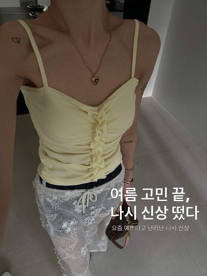 ZEROZERO韓國直郵實拍女裝新品職業推薦休閑吊帶背心荷葉邊ZEROZERO吊帶/背心