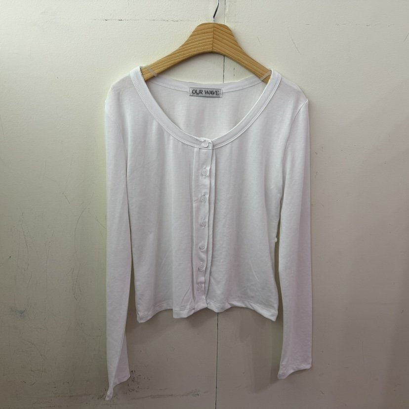 OURWAVE/OUR ROOM韓國直郵女士新品熱賣時尚長袖T恤開衫Our Wave/Our Room長袖T恤