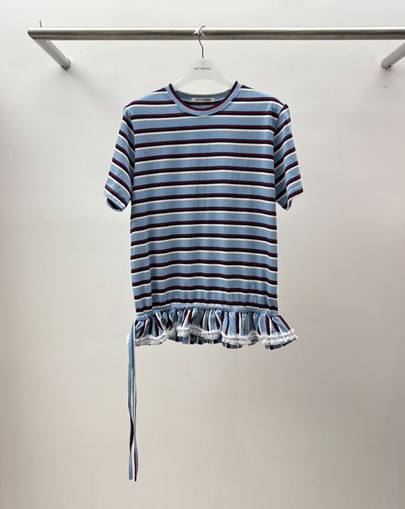INTHEEND東大門代購女士新款推薦真品休閑職業人氣T恤條紋INTHEENDT恤