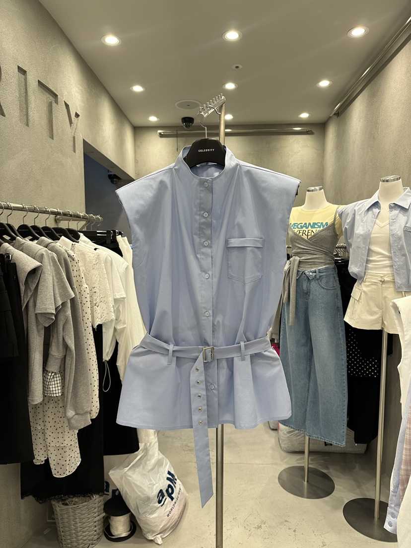 CELEBRITY-A韓國直郵女士新品26春夏休閑襯衫蕾絲衫含腰帶CELEBRITY-A襯衫/蕾絲衫