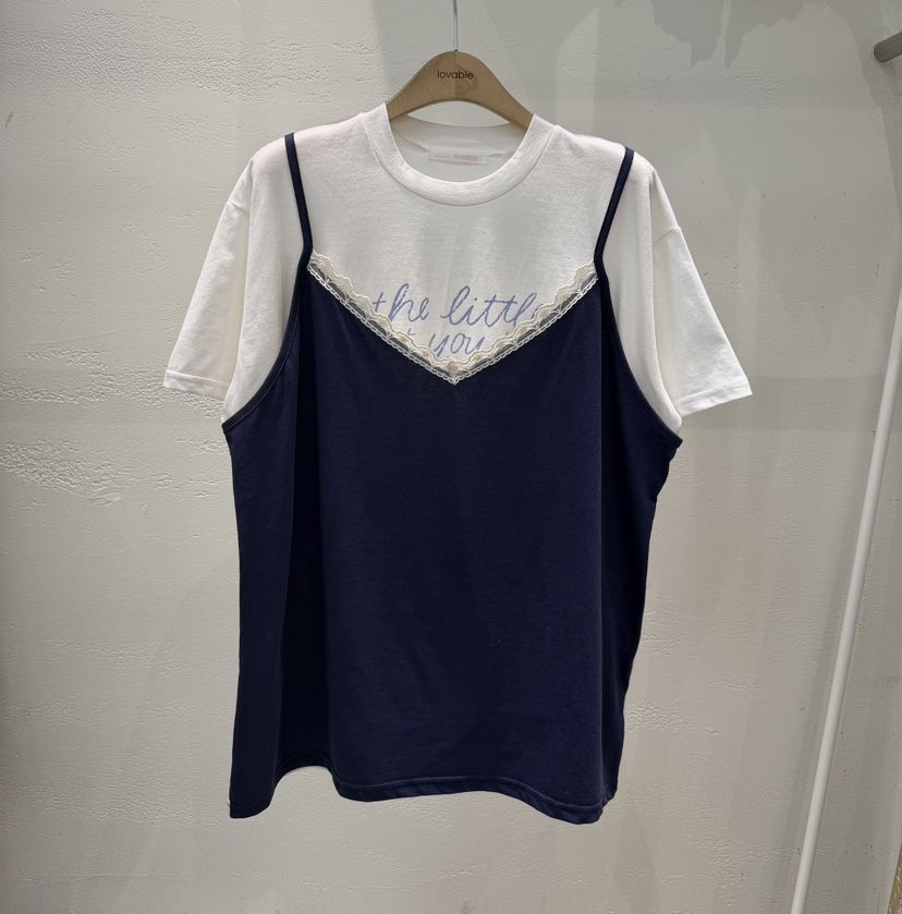 LOVABLE韓國東大門代購女士新品人氣休閑26春夏T恤假兩件LOVABLET恤