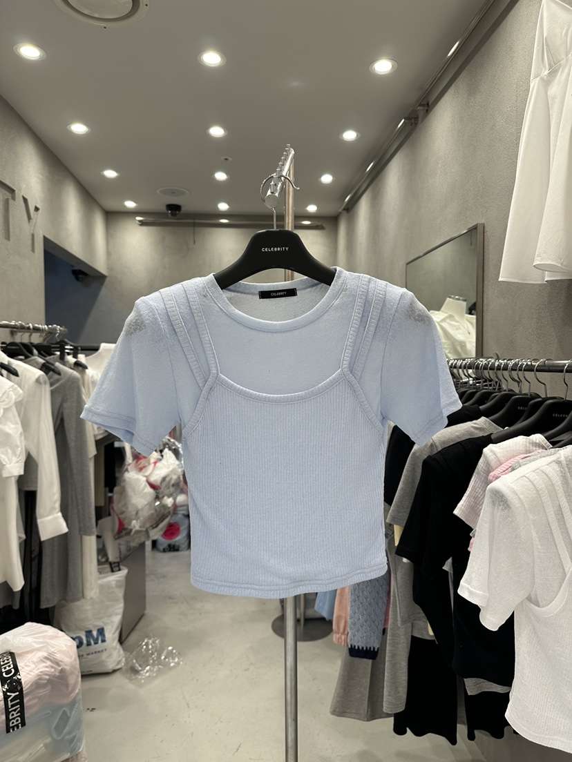 CELEBRITY-A韓國直郵女士新品職業人氣真品熱賣T恤假兩件CELEBRITY-AT恤