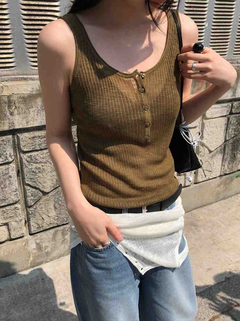 UNBOUND韓國代購女士新品人氣熱賣推薦26春夏吊帶背心紐扣UNBOUND吊帶/背心