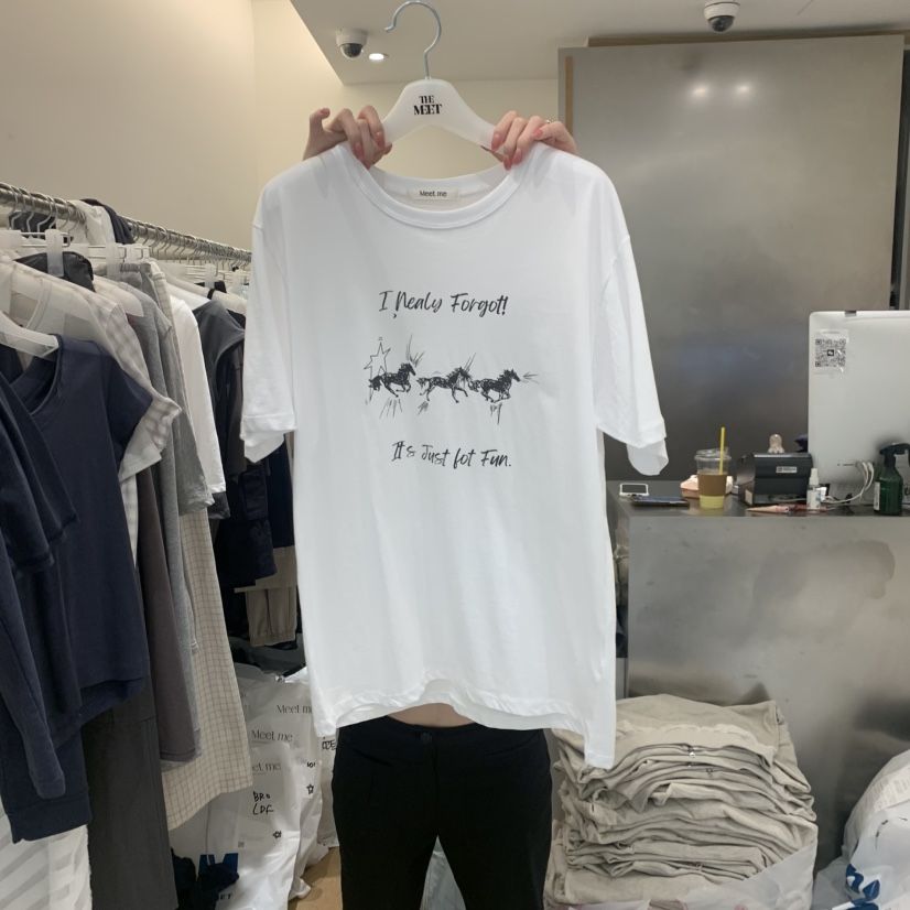 MEET ME韓國直郵實拍女裝新品人氣熱賣26春夏職業休閑T恤MEET MET恤