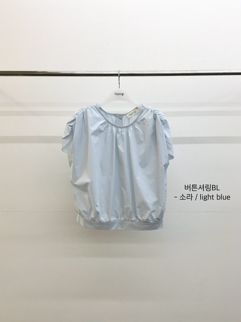 HEMP-P韓國直郵實拍女裝新品26春夏人氣襯衫蕾絲衫褶皺紐扣hemp襯衫/蕾絲衫