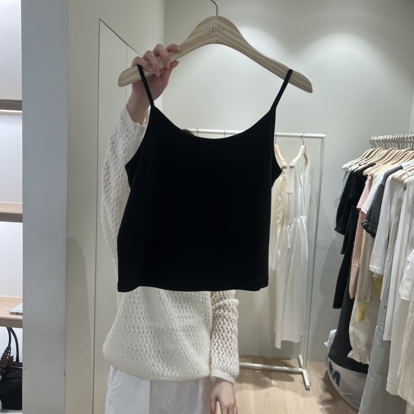 LIFFEY韓國東大門代購女裝新品推薦休閑人氣吊帶背心奶油色LIFFEY吊帶/背心