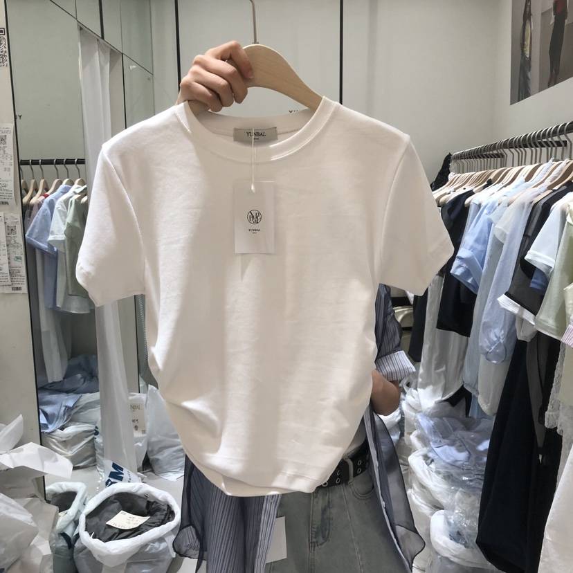 YUNBAL韓國代購女士新款人氣熱賣推薦休閑時尚26春夏T恤褶皺YUNBALT恤