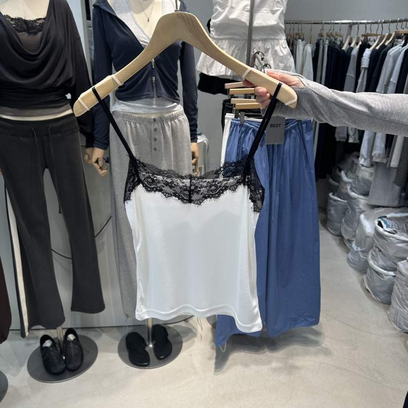 W.FATAL韓國代購女士新品休閑26春夏推薦吊帶背心蕾絲羅紋W.FATAL吊帶/背心