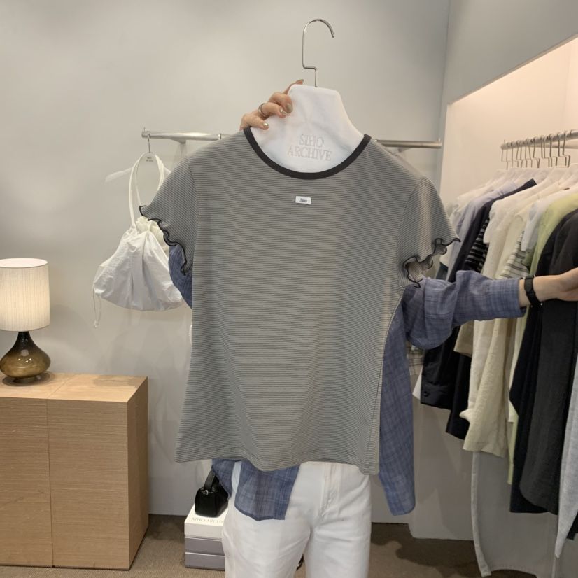 SIHO ARCHIVE韓國代購女士新款人氣26春夏真品時尚T恤條紋SIHO ARCHIVET恤