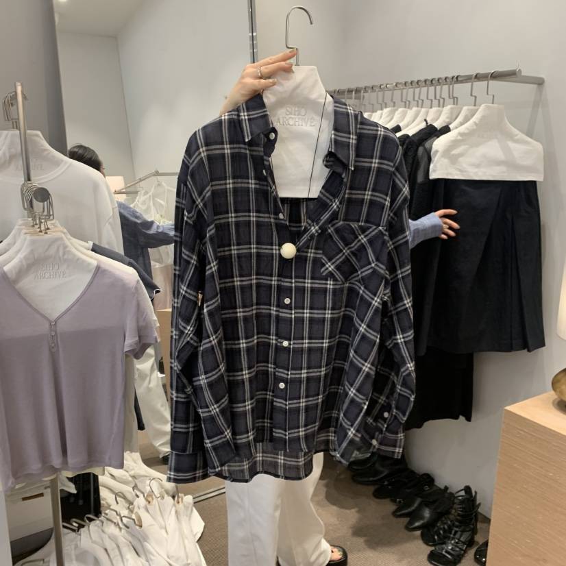 SIHO ARCHIVE韓國直郵女士新款推薦人氣職業襯衫蕾絲衫格紋SIHO ARCHIVE襯衫/蕾絲衫