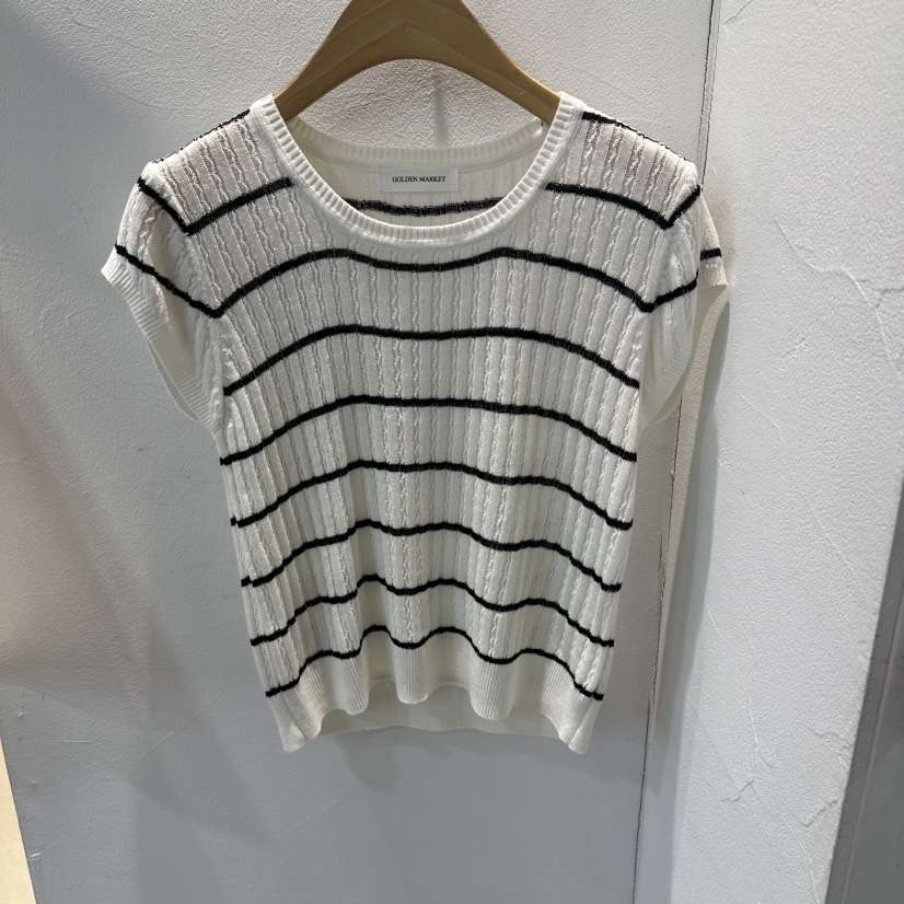 GOLDEN MARKET韓國代購女裝新款時尚休閑人氣針織衫條紋GOLDEN MARKET針織衫