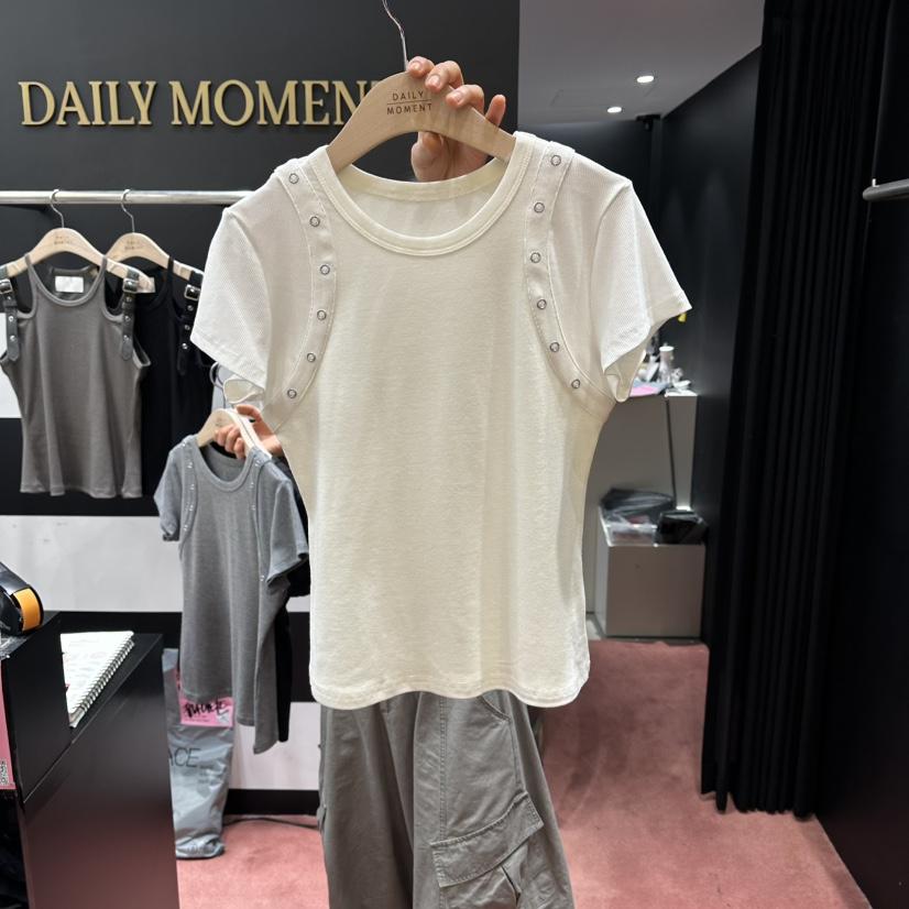 DAILY MOMENT韓國代購女士新品職業時尚休閑熱賣T恤孔眼DAILY MOMENTT恤