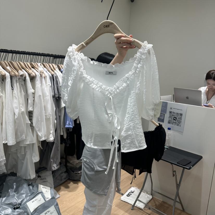 ORE-P韓國直郵實拍女士新款職業26春夏人氣休閑襯衫蕾絲衫ORE襯衫/蕾絲衫