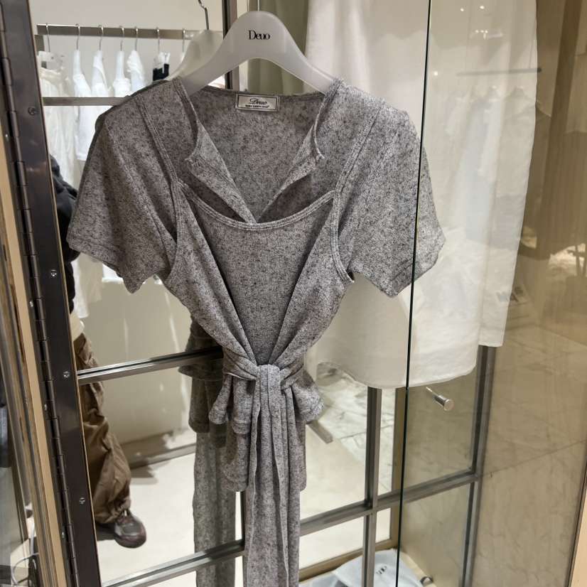 DEUO韓國代購女裝新款職業人氣時尚26春夏套裝含飄帶亞麻布DEUO套裝