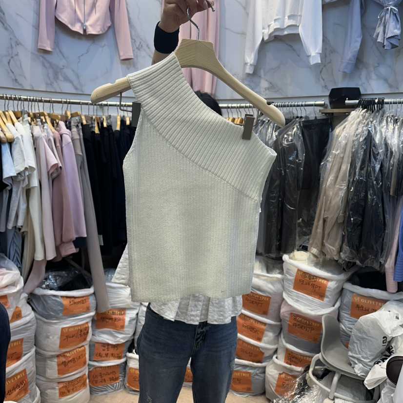 OLIVE TrEE韓國直郵女裝新品職業熱賣休閑針織衫不對稱羅紋OLIVE TrEE針織衫