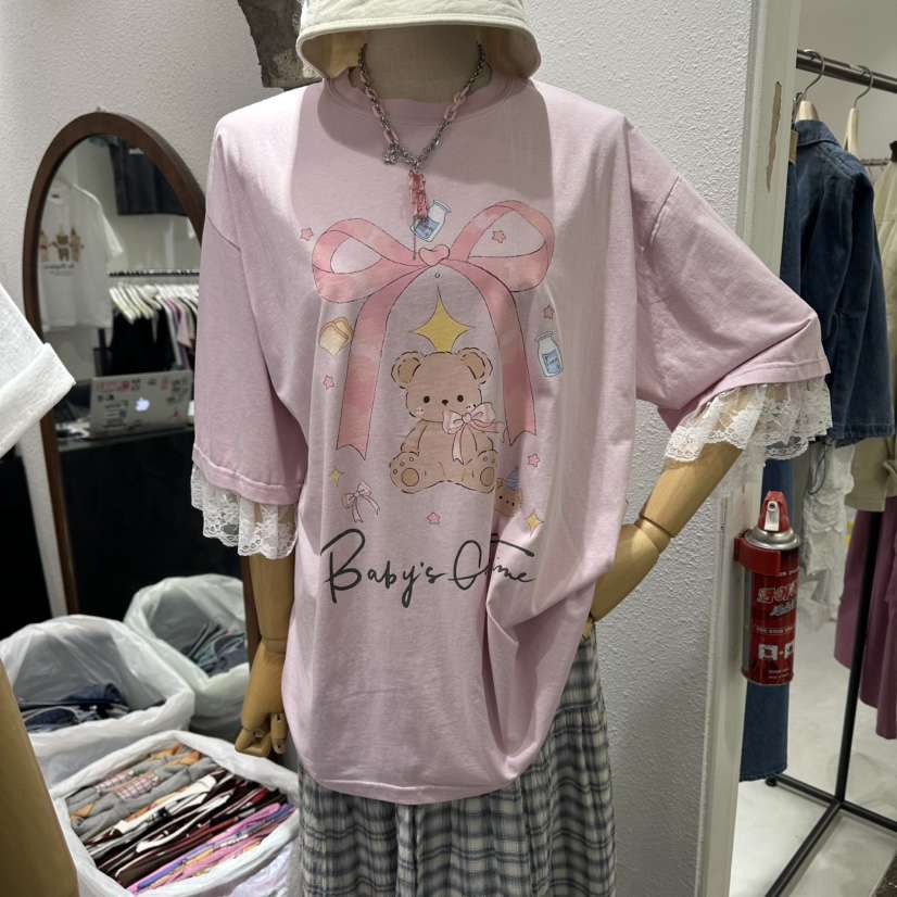 EVE韓國直郵實拍女士新款26春夏時尚推薦休閑熱賣T恤絲帶EVET恤