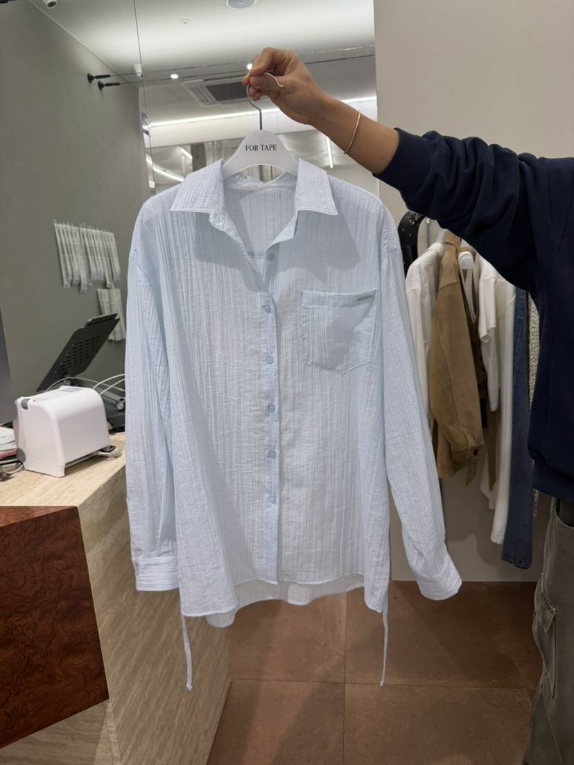 FOR TAPE韓國代購女士新款熱賣襯衫蕾絲衫含腰繩透明腰帶FOR TAPE襯衫/蕾絲衫