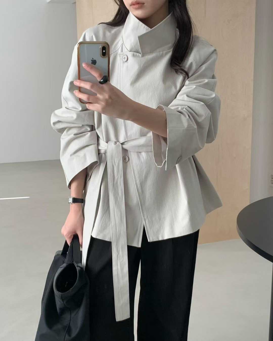 OBOE韓國代購女士新品熱賣人氣時尚推薦真品26春夏夾克含腰繩OBOE夾克