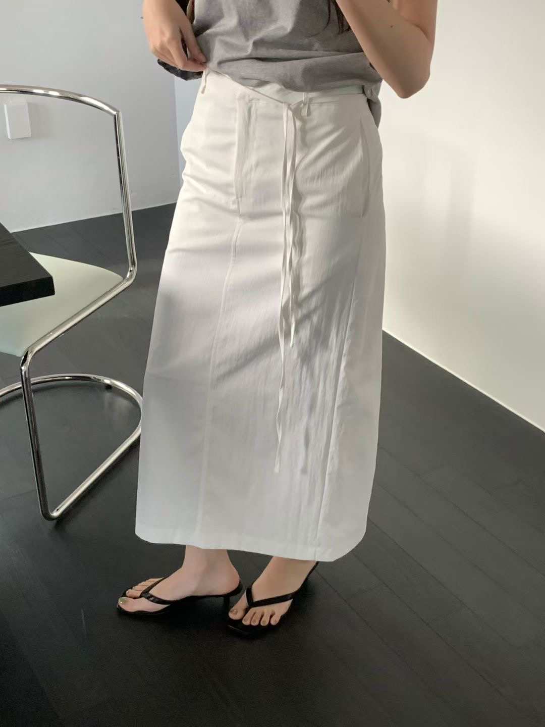 OBOE東大門代購女裝新品時尚職業休閑26春夏真品長裙含腰繩OBOE長裙