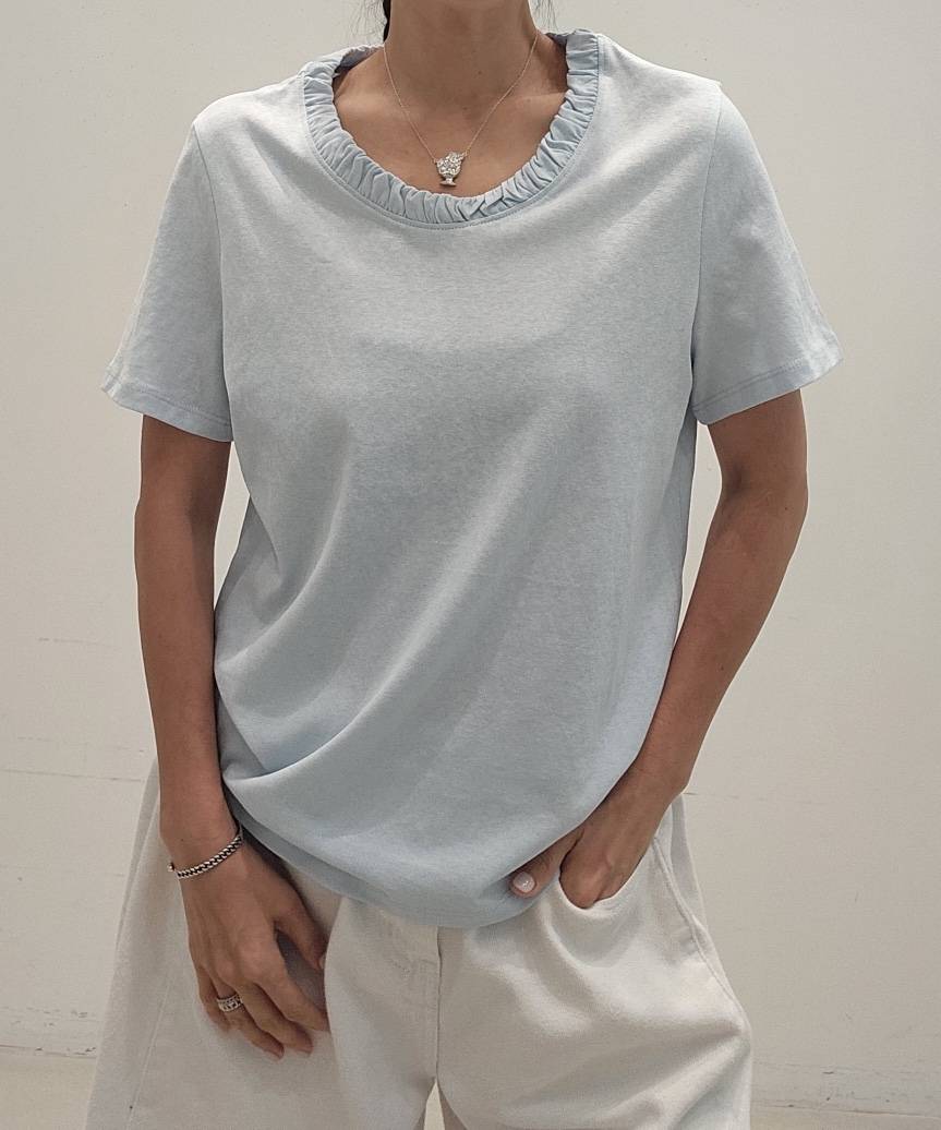 NEOUL韓國東大門直郵女士新款休閑推薦職業時尚人氣熱賣T恤NEOUL/ahin雙領標簽T恤