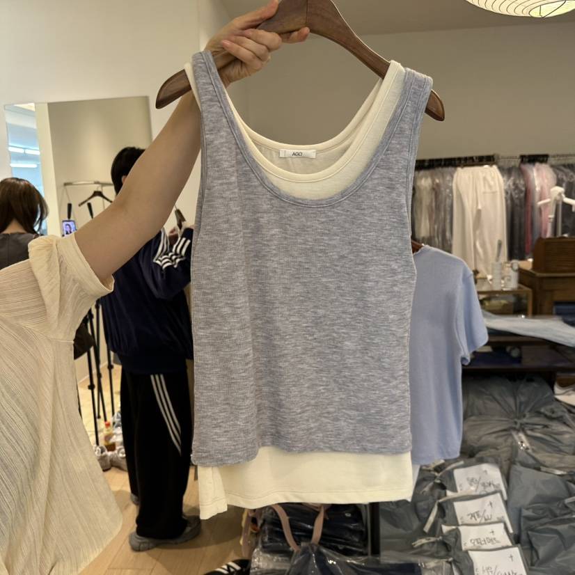 AGO韓國東大門直郵女士新款職業推薦人氣休閑吊帶背心撞色AGO吊帶/背心