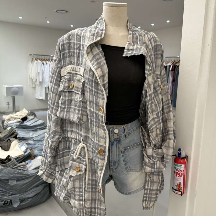 VAULT韓國東大門直郵女士新款26春夏人氣熱賣時尚夾克格子VAULT夾克
