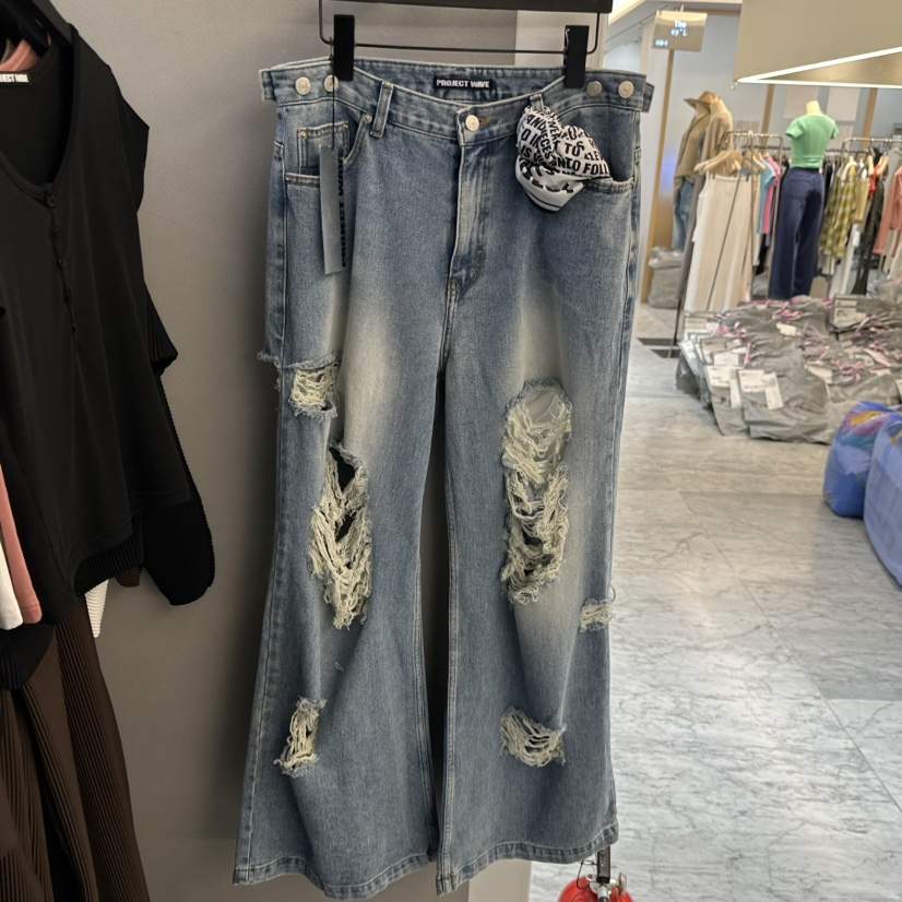 PROJECT WAVE-P韓國東大門代購女士新品推薦牛仔褲復古PROJECT WAVE牛仔褲