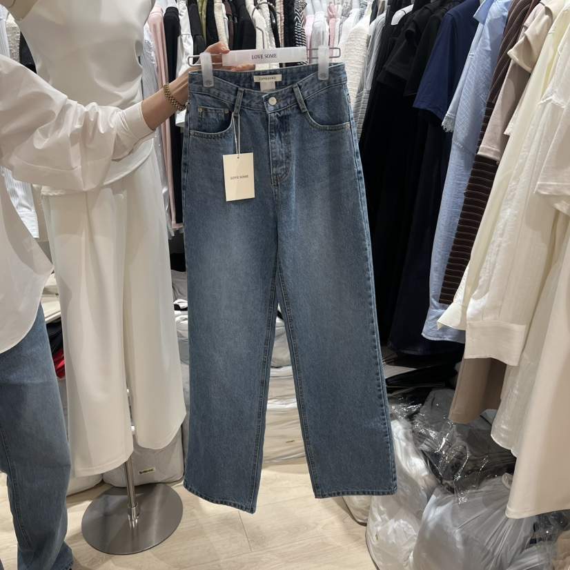 LOVE SOME韓國直郵實拍女裝新款職業時尚休閑牛仔褲修身LOVE SOME牛仔褲
