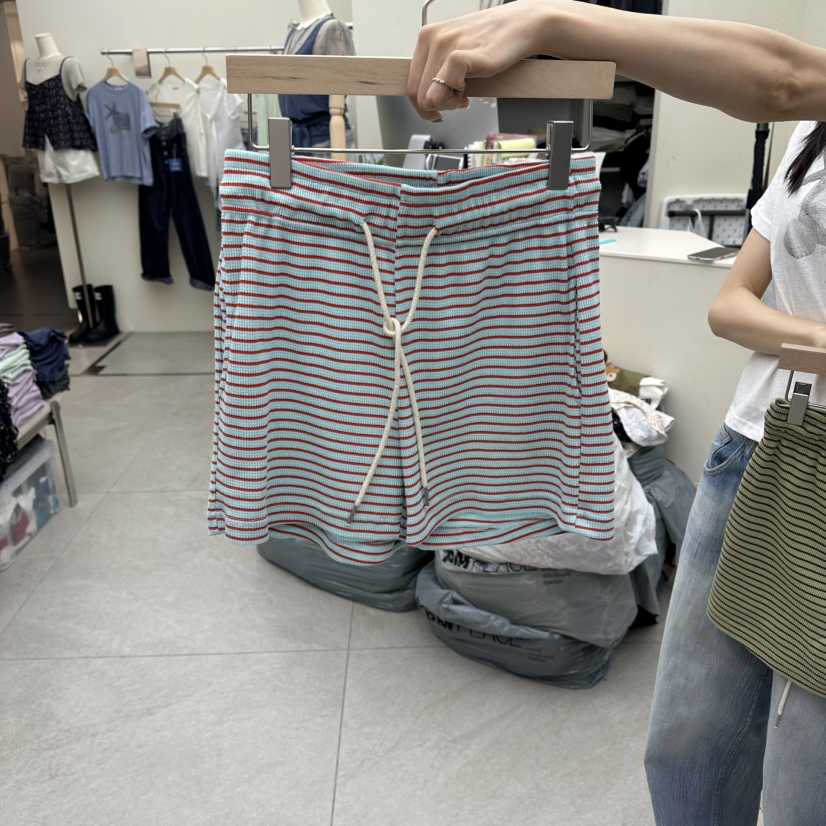 I MFACT韓國直郵實拍女裝新款職業26春夏短褲華夫格條紋I MFACT短褲