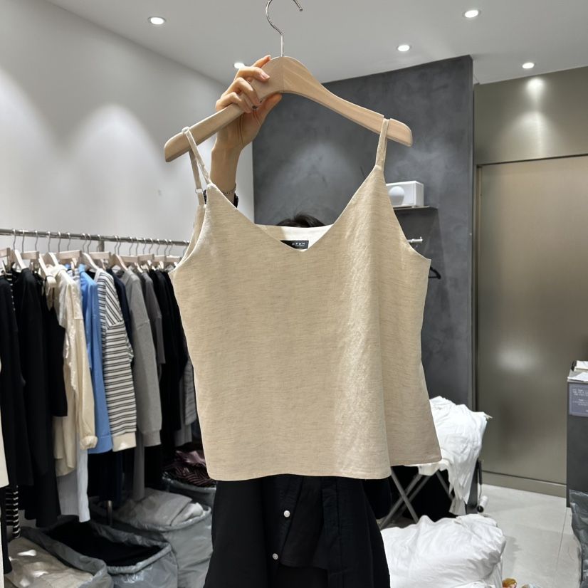OPEN韓國直郵女士新款時尚熱賣職業休閑推薦吊帶背心亞麻OPEN吊帶/背心