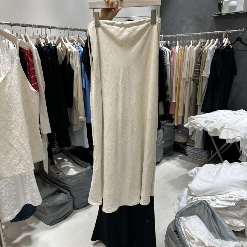 OPEN韓國代購女裝新品推薦熱賣26春夏休閑職業時尚長裙亞麻OPEN長裙