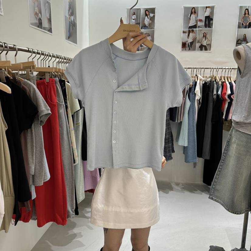 BAGUETTE-P韓國東大門直郵女士新款熱賣時尚T恤開衫紐扣BAGUETTE-PT恤
