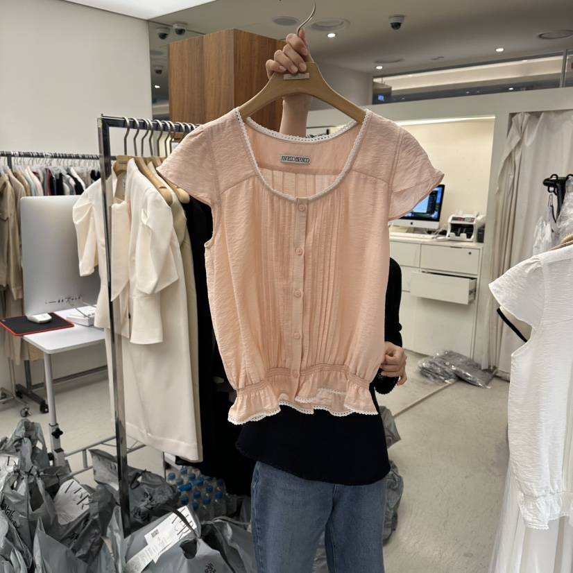 MER韓國東大門直郵女裝新品熱賣時尚人氣推薦26春夏襯衫蕾絲衫MER/ANGELO BIANCO襯衫/蕾絲衫