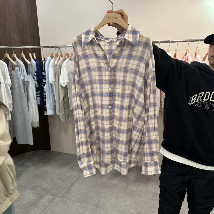 URBANSTORY/REMAKING韓國直郵女裝新品人氣襯衫蕾絲衫印花格子Remaking/URBANSTORY襯衫/蕾絲衫