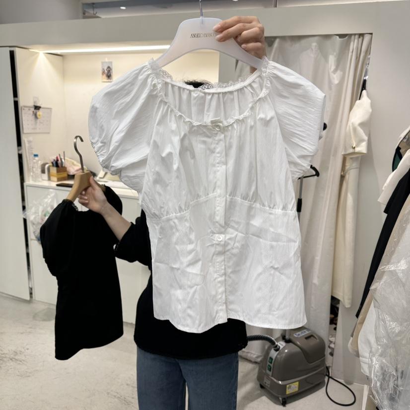 MER韓國直郵女士新款26春夏休閑時尚人氣推薦熱賣襯衫蕾絲衫MER/ANGELO BIANCO襯衫/蕾絲衫