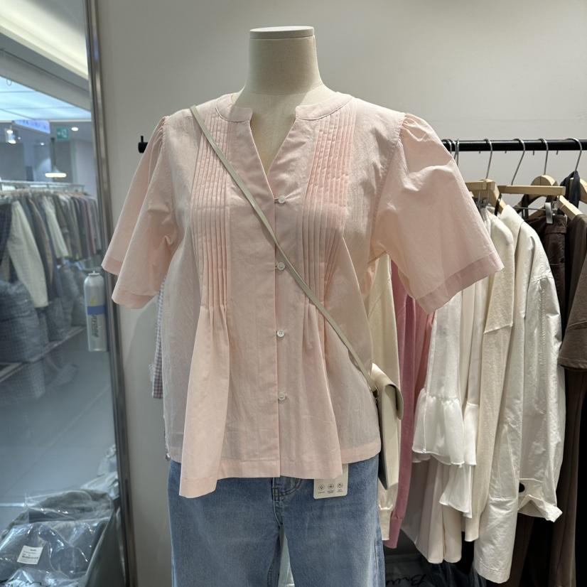 BRUNI/RICOTTA韓國東大門直郵女裝新款推薦襯衫蕾絲衫褶裥BRUNI/RICOTTA襯衫/蕾絲衫