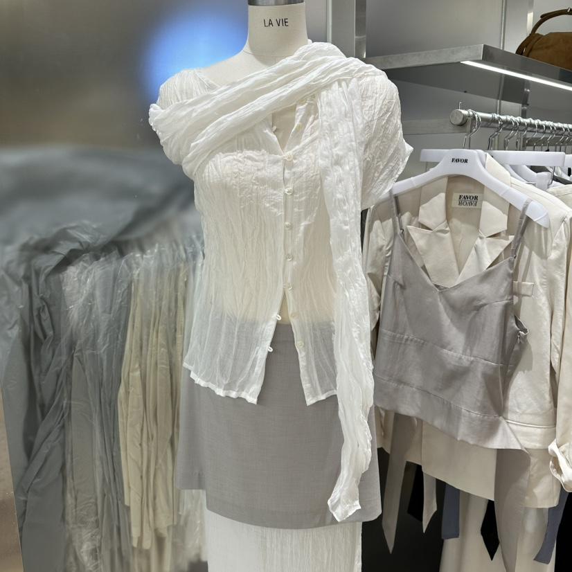 FAVOR-P韓國代購女裝新品推薦休閑職業襯衫蕾絲衫含圍巾FAVOR-P襯衫/蕾絲衫