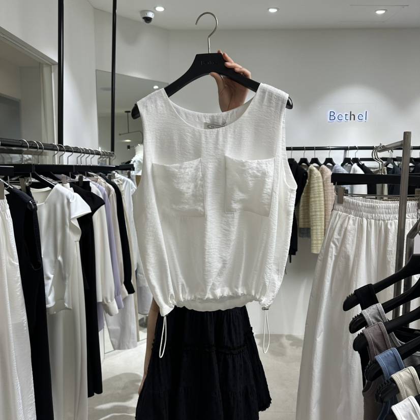 BETHEL韓國直郵女士新品職業休閑人氣熱賣吊帶背心口袋柔軟BETHEL吊帶/背心
