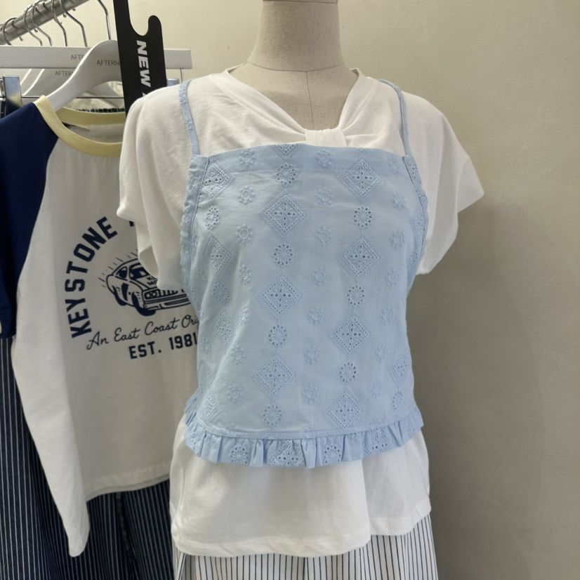 AFTERNOON韓國東大門直郵女裝新品推薦吊帶背心不含內搭刺繡AFTERNOON吊帶/背心