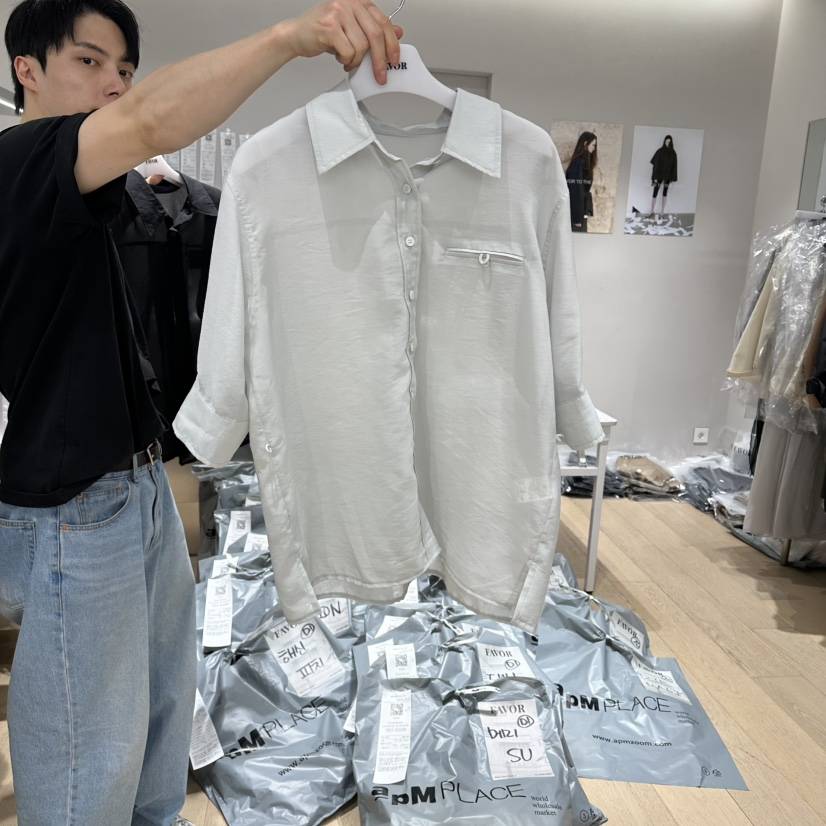 FAVOR-P韓國直郵實拍女裝新品推薦休閑襯衫蕾絲衫含腰繩FAVOR-P襯衫/蕾絲衫