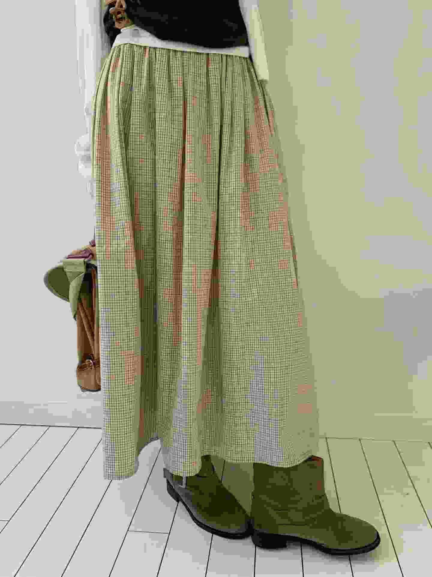 FEVER東大門實拍女士新品真品推薦熱賣人氣休閑長裙復古格紋FEVER長裙