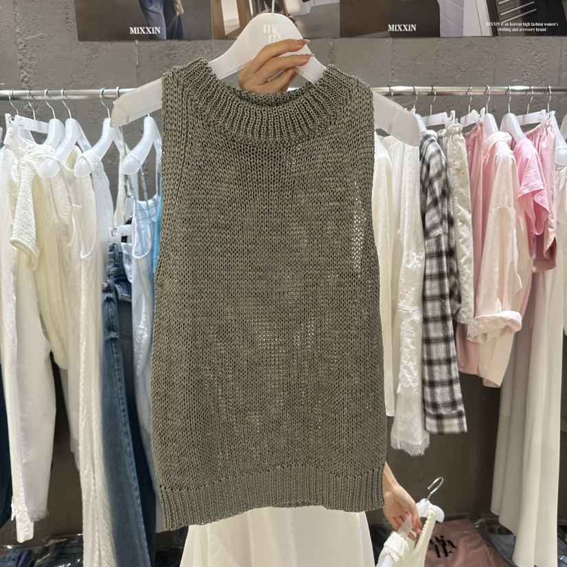 MIXXIN韓國東大門代購女士新品休閑時尚26春夏，26夏季吊帶背心亞麻MIXXIN吊帶/背心