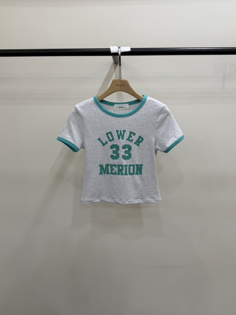 PERSON韓國東大門直郵女裝新款人氣推薦職業26春夏，26夏季T恤撞色PERSONT恤