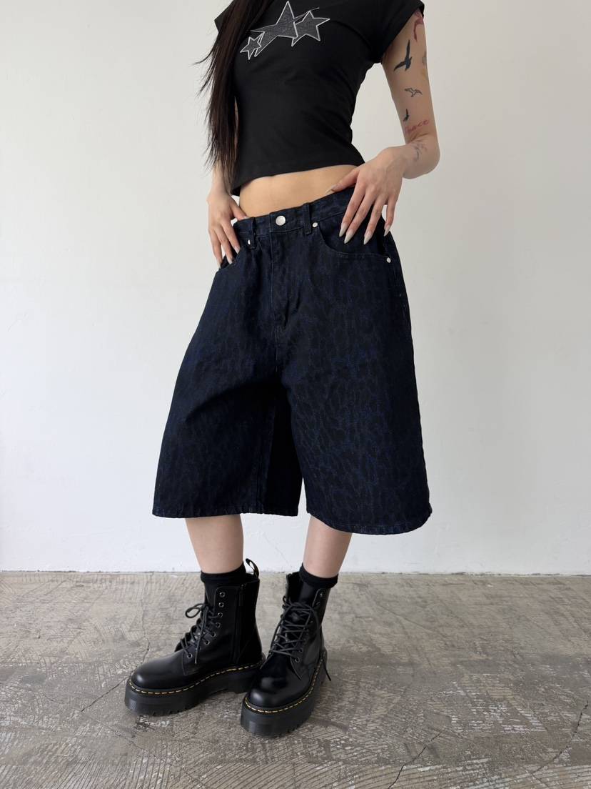 SEEOT韓國東大門代購女裝新款推薦職業短褲男女同款水洗豹紋SEEOT短褲