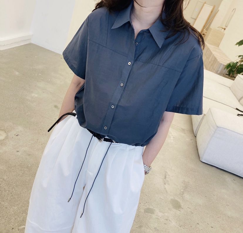 GLAD SOME韓國代購女裝新款熱賣時尚休閑襯衫蕾絲衫抽繩GLAD SOME襯衫/蕾絲衫